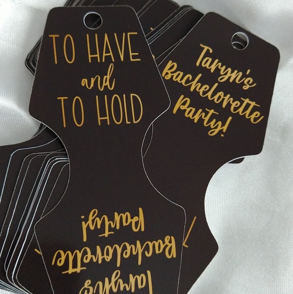 Bachelorette Party Personalized Scrunchie Tags | Custom Hangtags | Set of 12 - Picture 1 of 3